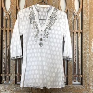 SULU DESIGNER BEADED TUNIC TOP 6 EXCELLENT